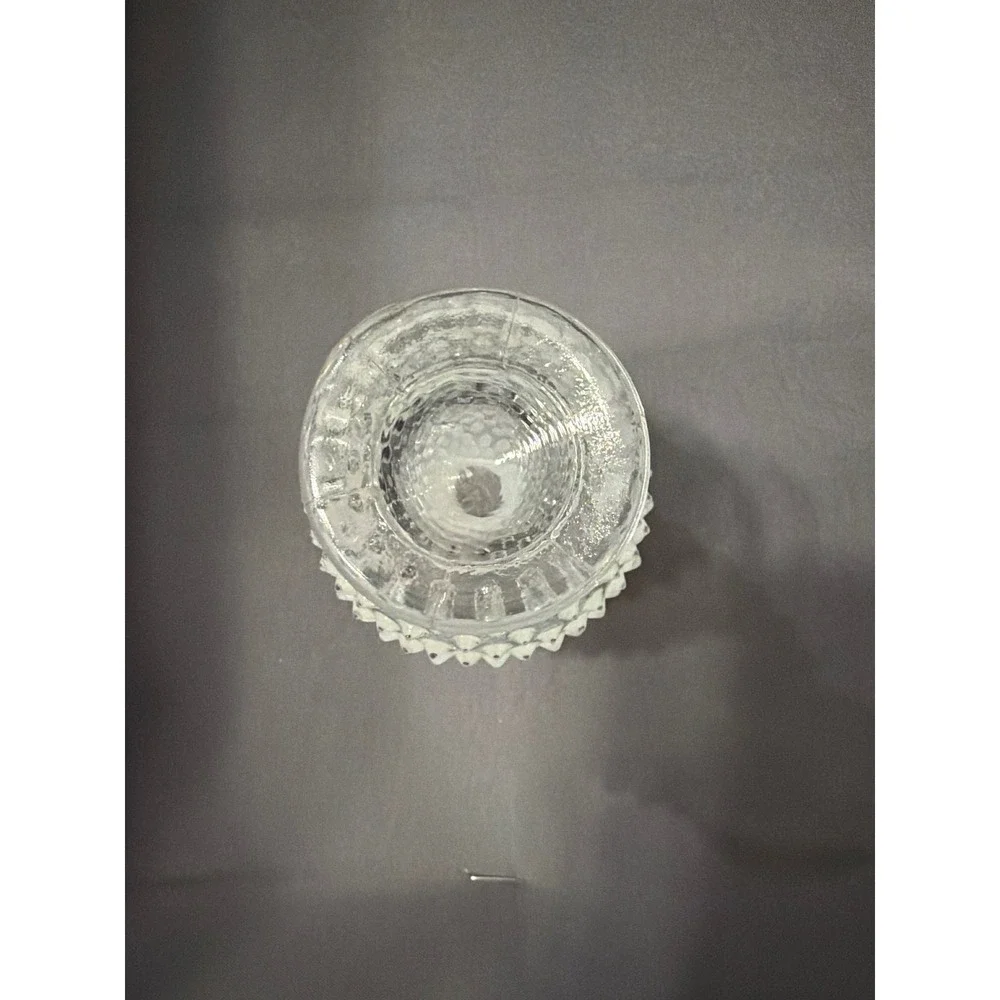 Fenton White Opalescent Hobnail Glass Vase Ruffle Rim Bud Vase Vintage Art Glass